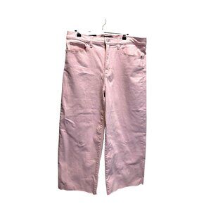 Banana Republic Wide-Leg Crop Jeans Pink 32/14 High-Rise Raw Hem